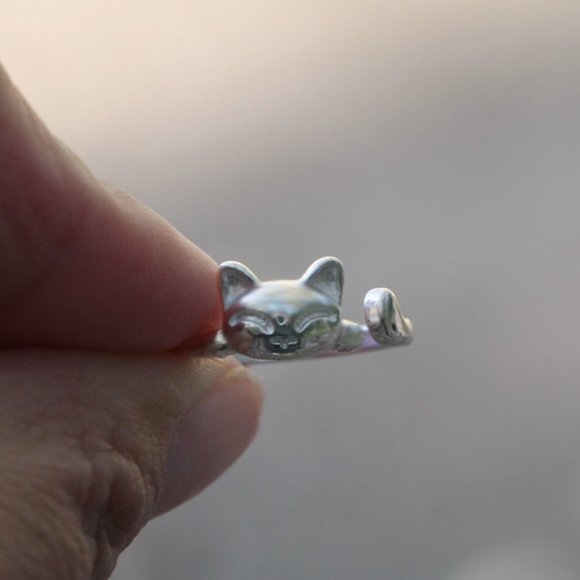 3/$25 🏷️ Cat Ring Minimal Minimalist Ring for Cat lovers Kitty Ring for her - Picture 6 of 8